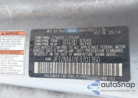 2015 Scion Fr-S из США, поврежденный, VIN JF1ZNAA18F8701360